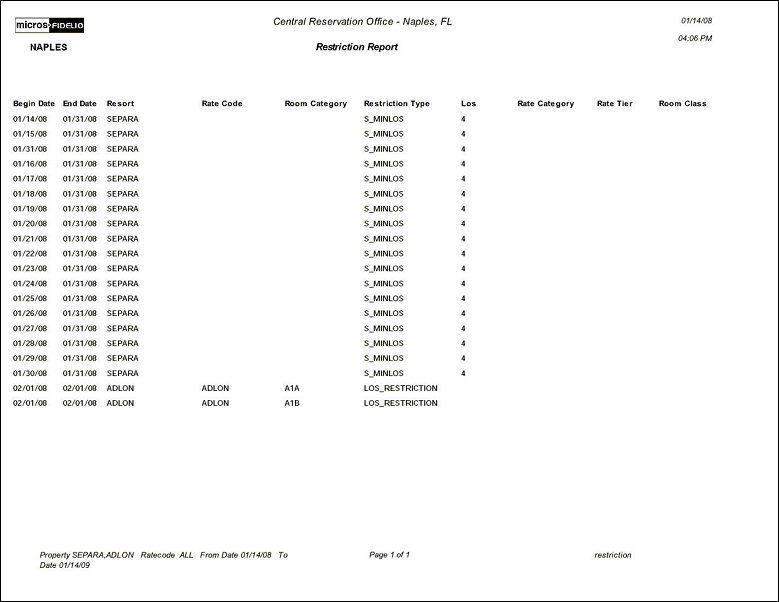 ORS Restriction Report